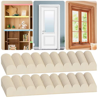 Scallop Wood Trim, 40 Pack Scalloped Wood Trim, 15.75 x 1.57 inch - color: 15.75"x1.57" 40 Pack