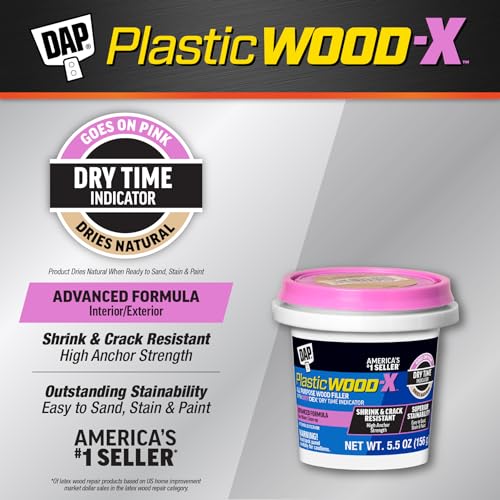 DAP Plastic Wood-X with DryDex Wood Filler, Natural, 5.5 Oz (7079800540) (Pack of 6) - size: 5.5 oz (Pack of 6)