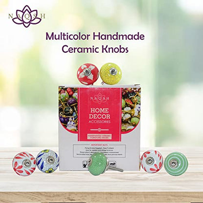 NAQSH Ceramic Cabinet Knobs Kitchen Drawer Knob Handpainted Cupboard Door & Drawers Pulls (Multi Red Heart, 12) - style: Multi Red Heart