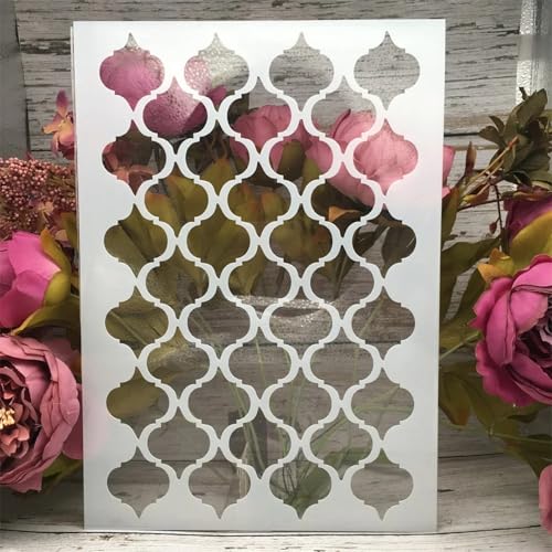 TIAMECH A4 Reusable Damask Wavy Stencil for Painting