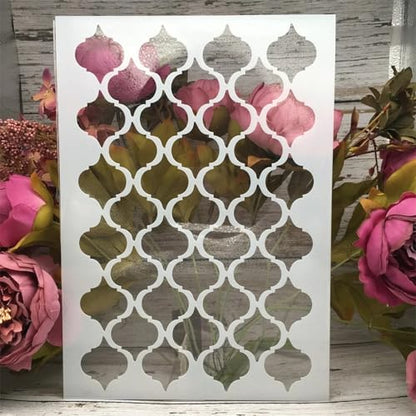 TIAMECH A4 Reusable Damask Wavy Stencil for Painting