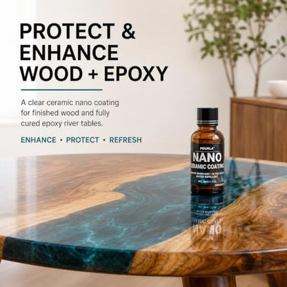 Ceramic Nano Coating for Wood, Nanofinish Coat Protection Kit for Woodworking Countertop, Table Top, and River Tables