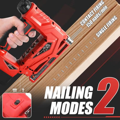3-in-1 Brad Nailer/Narrow Crown Stapler for Milwaukee M18 Battery - color: Red