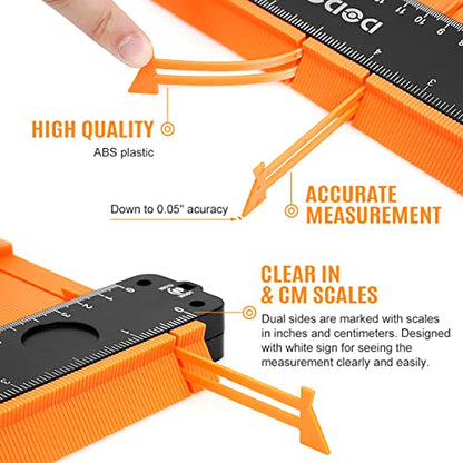 DODOWIN 10+5 Inch Contour Gauge with Lock, Gifts for Men, Dad and Husband - color: Orange-10+5 In.