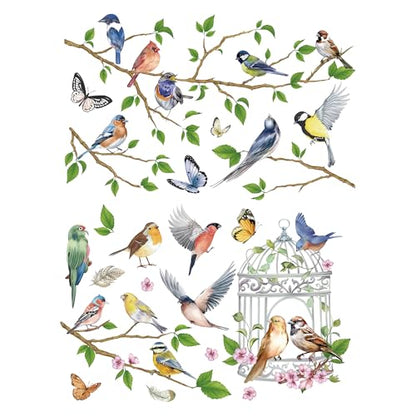 Joeyan Birds on the Branches Rub On Transfers for Furniture and Crafts - style: Bird