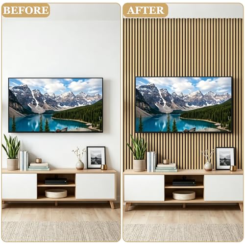 4-Pack Wood Veneer Acoustic Wall Panels Decorative Acoustical Panel - color: Yellow