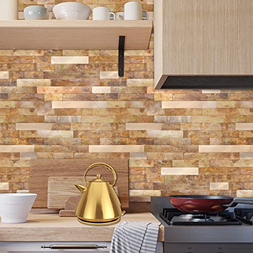 Yipscazo 2026 New Upgrade Peel and Stick Backsplash, Stick on Backsplash Tiles for Kitchen, Bathroom, Fireplace(5 Sheets, Copper) - color: Copper