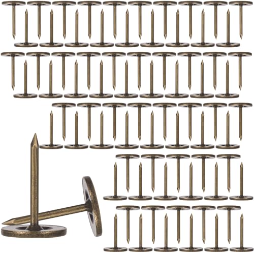 100pcs Flat Head Thumb Tacks for Wall, Heavy Duty Upholstery Push Pins, 0.4" x 0.6" Decorative Wall Pins Nails for Furniture, Office, DIY Crafts -Green Ancient Color - color: Green Ancient Color, 100pcs
