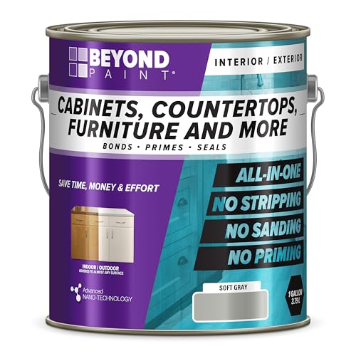 Beyond Paint Furniture, Cabinets and More All-in-one Refinishing Paint Gallon, No Stripping, Sanding or Priming Needed, Soft Gray (BP23) - color: Soft Grey