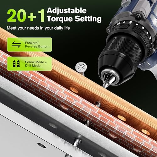20V Max Brushless Cordless Drill Kit, 60 N·m, 1/2-Inch Keyless Chuck - color: Grau 2