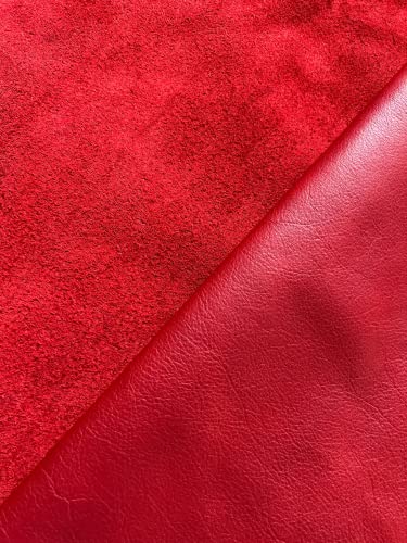 Natural Grain Cowhide Leather Skins (Red, 20 Square Feet (Full Side)) - color: Red, size: 20 Square Feet (full side)