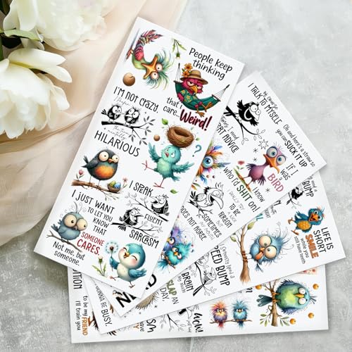 4 Sheets Rub on Transfers for Crafts, Funny owl Furniture Transfers for Wood, Glass, Plastic & Ceramics, Decorative Decals - style: owl