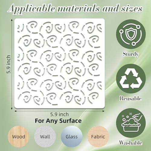 Geometric Texture Stencils for Crafts Reusable 25Pcs Stencils(5.9X5.9 Inch) - color: Texture 9