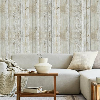 Shiplap Peel and Stick Wallpaper Contact Paper for Bulletin Board Classroom - color: Wood, size: 17.7" x 216"