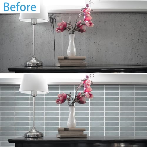 Peel and Stick Backsplash for Kitchen - New Upgrade 12" x 12" Large Premium Subway Tile, Blue 10-Sheet - color: Blue