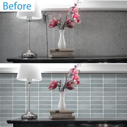 Peel and Stick Backsplash for Kitchen - New Upgrade 12" x 12" Large Premium Subway Tile, Blue 10-Sheet - color: Blue