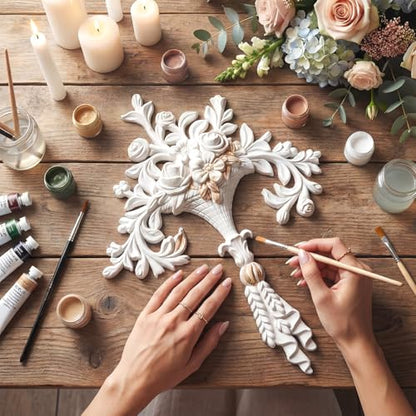2 PCS Baroque Style Flower Carved Onlay Applique White PVC Appliques for Furniture Decorative 3D Symmetrical Furniture Decorative for Cabinets Dressers Mirrors DIY Home(Cute) - style: Cute