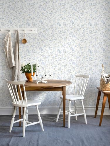 Peel and Stick Wallpaper for Nursery Blue Cherry Blossom Waterproof - color: Blue, size: 17.3" x 78.7"