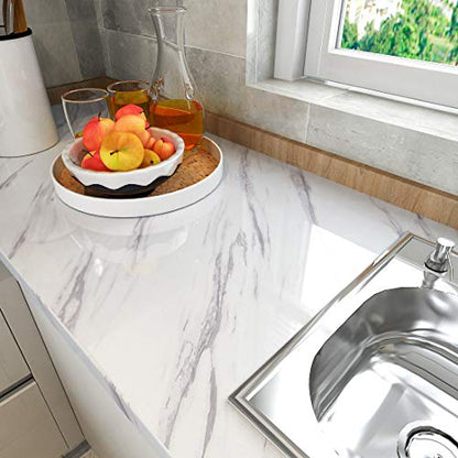 LACHEERY Marble Contact Paper 36 Inch Wide for Countertops Waterproof Grey White Marble Peel and Stick Wallpaper Removable Self Adhesive Wall Paper Roll for Kitchen Bathroom Backsplash 36" x 317" - size: 36" x 317"
