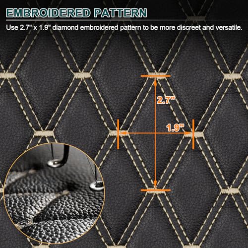 1 Yard Vinyl Fabric Upholstery Faux Leather Fabric,Black(Beige Thread) - color: Black(beige Thread), size: Style-B