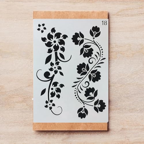 TIAMECH A4 Reusable Ivy Vine Floral Leaves Stencil for Painting - style: Ivy Vine Lines