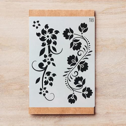 TIAMECH A4 Reusable Ivy Vine Floral Leaves Stencil for Painting - style: Ivy Vine Lines