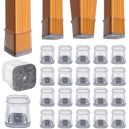 BUMACO Chair Leg Floor Protectors for Hardwood Floors Anti-Scratch 20 Pack - color: Clear-20 Pcs, size: Square L