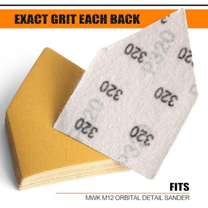 POLIWELL Orbital Triangle Sanding Sheets 50PCS 90x65mm Hook & Loop - style: 320 Girt
