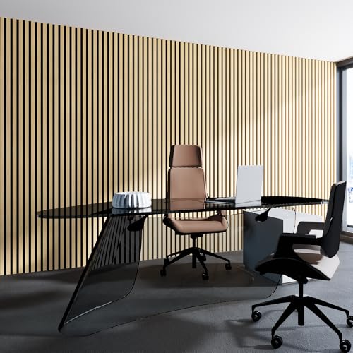 Art3d Acoustic Wood Slat Panels 94.5"x24", 2-Pack, 31sq.ft, Oak - color: Oak