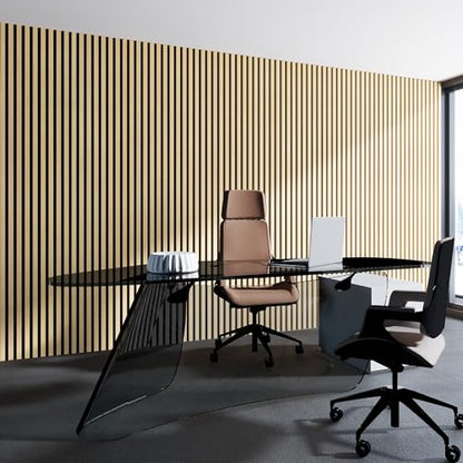 Art3d Acoustic Wood Slat Panels 94.5"x24", 2-Pack, 31sq.ft, Oak - color: Oak