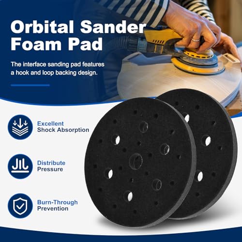 5Pcs 6 Inch Interface Pads, 25 Hole Foam Sanding Pads - size: 25 Hole