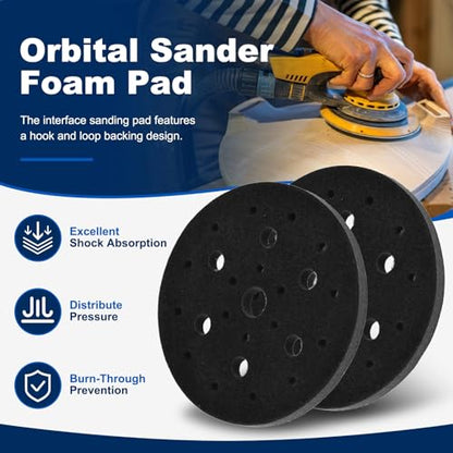 5Pcs 6 Inch Interface Pads, 25 Hole Foam Sanding Pads - size: 25 Hole