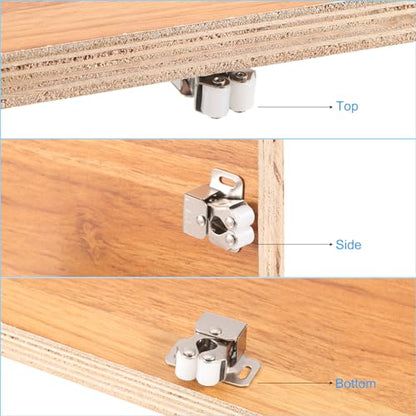 PATIKIL Cabinet Latch Double Roller Catch, 6 Pcs Stainless Steel Cabinet Door with Screws Spring Bead Hardware Latches with Spear Strike for Cupboard Wardrobe Pcs, Bronze - color: Bronze