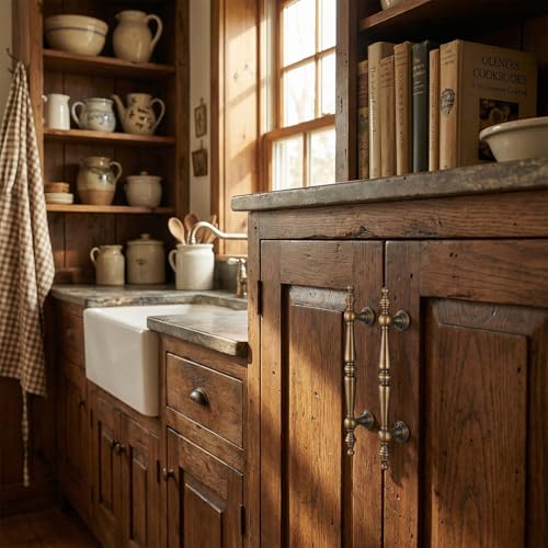 12 Pcs Antique Brass Cabinet Pulls Handles Drawer Handles Closet 110 mm Hole Center Vintage Cabinet Pulls for Hardware Hole Center Dresser Bathroom Kitchen