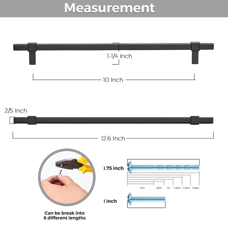 15 Pack Black Cabinet Handles, 10" Hole Center Kitchen Drawer Pulls - color: Black, size: 10 Inch Hole Center