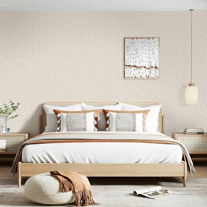Gray Grasscloth Peel and Stick Wallpaper Renter Friendly Wall Covering Adhesive Contact Paper 15.7inch x 393.7inch Rustic Wall Vinyl Traditional Textured Paper - color: Gray, size: 15.7" x 393.7"