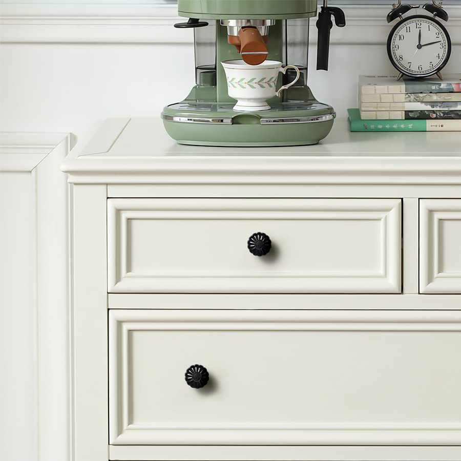 JIASENABO Black Cabinet Knobs 5 Pack Matte Black Drawer Pulls Kitchen Cupboard Bathroom Dresser Cabinet Hardware Handles Zinc Alloy - color: Black, size: Knob
