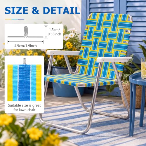 Lawn Outdoor Patio Chair Webbing,2.3" X 65.6 ft,Yellow and Blue