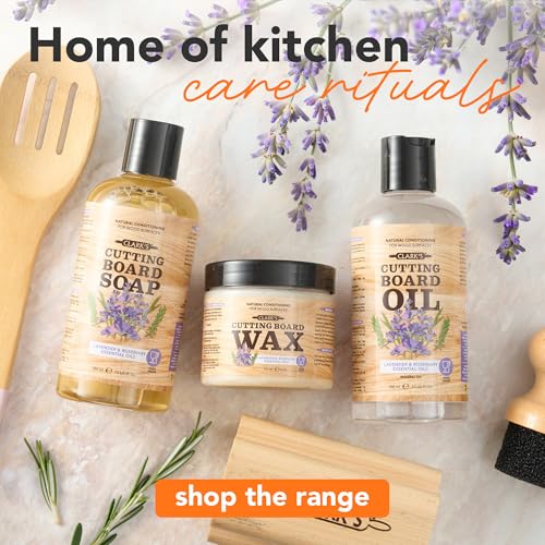 Clark’S Cutting Board Oil and Wax Kit - Set Includes Food Grade Mineral Oil (12oz), Finishing Wood Wax (6oz), Applicator Sponge & Buffing Pad, Enriched with Food Safe Lavender and Rosemary Extract - style: Lavender and Rosemary Extract