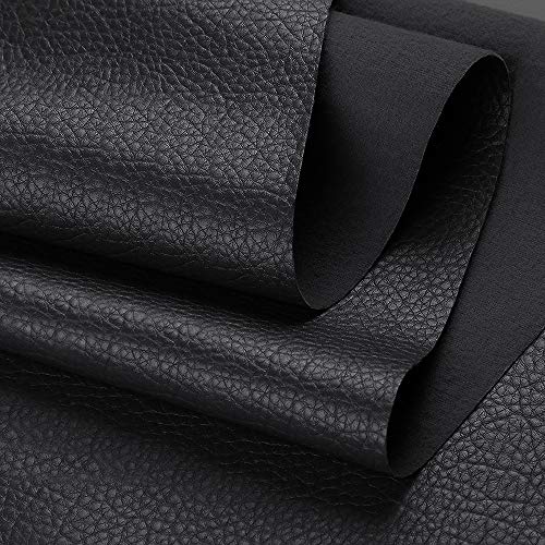 ANMINY Vinyl Fabric by the Yard, 54" W 0.7MM Faux Leather, Black 2 Yards - color: Black, size: 2 Yards