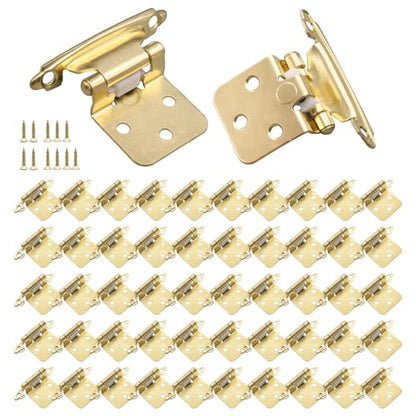 1/2 Inch Overlay Kitchen Cabinet Hinges Gold, 50 Pack(25 Pairs) - color: Gold, size: 50 Pack(25 Pairs)
