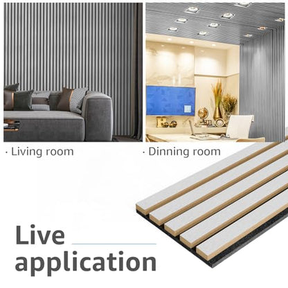 Art3d 4-Pack Fluted Acoustic Wood Slat Wall Panel, 107 x 8 Inch, Silver - color: Silver, size: 4pcs - 107＊8in.