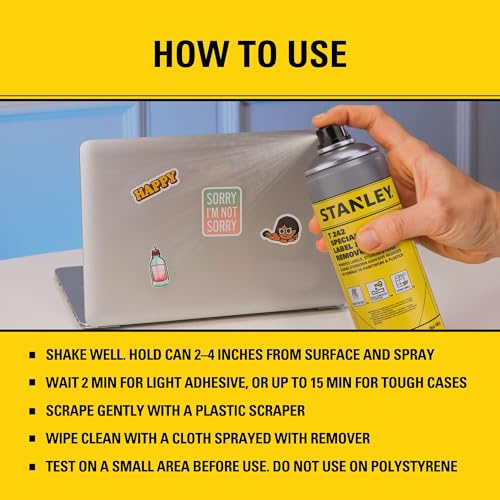 STANLEY T242 Label & Sticker Remover - Automotive-Grade Adhesive Cleaner - Safely Removes Adhesive Residue on Auto Surfaces - 5 oz - 2 Pack
