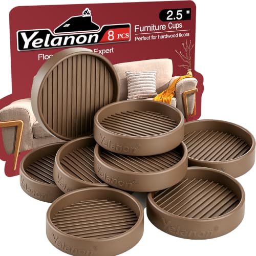 Non Slip Furniture Pads for Hardwood Floors -Yelanon 8Pcs 2.5” Coasters Cup - color: 8pcs2.5"round Brown