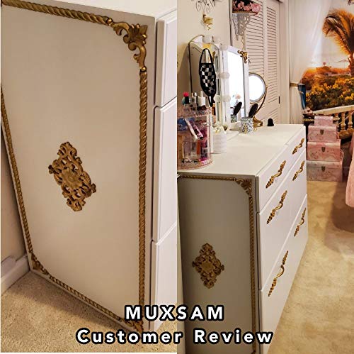 2Pcs Wood Carved Appliques Onlays Center Carving Decals for Furniture - color: 2-pack, size: 21x15cm/8.27"x5.9"