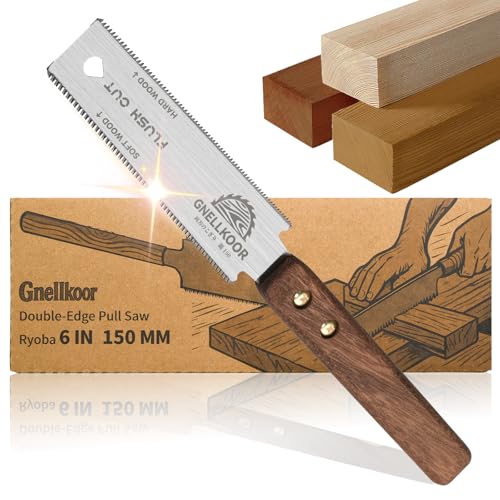 Japanese Flush Saw, 6 In Ryoba Hand Pull Saw of 17/20 TPI Professional Rip, Cross & Flush Cut Tool to Help Carpenter for achieve Soft Hard Woods Cutting Quickly Accurately Without Scratches - style: 6 Inch (150mm) Flush Cut Saw