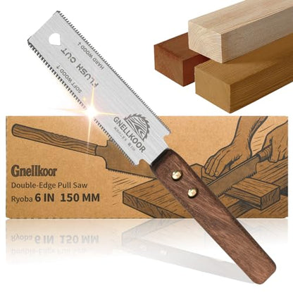 Japanese Flush Saw, 6 In Ryoba Hand Pull Saw of 17/20 TPI Professional Rip, Cross & Flush Cut Tool to Help Carpenter for achieve Soft Hard Woods Cutting Quickly Accurately Without Scratches - style: 6 Inch (150mm) Flush Cut Saw