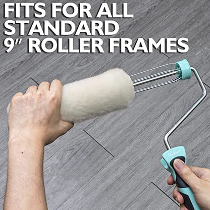 6pcs Paint Roller Covers 9 Inch x 3/4" Nap, High Capacity Lambswool Rollers