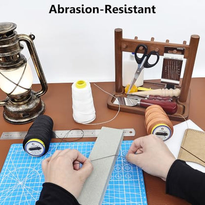 LUSTEMBER Heavy Duty Sewing Thread, 3 Rolls x 656 ft Extra Strong Upholstery Thread, Smooth Nylon Thread for Leather, Canvas, Outdoor Gear, Shoes (Black, White, Brown) - color: Black+White+Brown