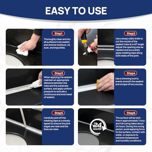 Silicone Caulk, 4.23 FL OZ White Silicone Sealant